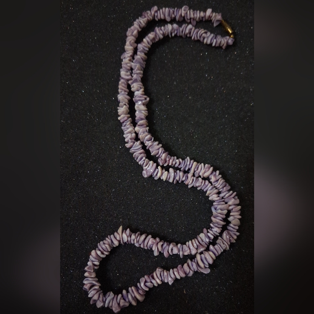 Vintage Purple Coral Chip Gemstone Beaded Necklace